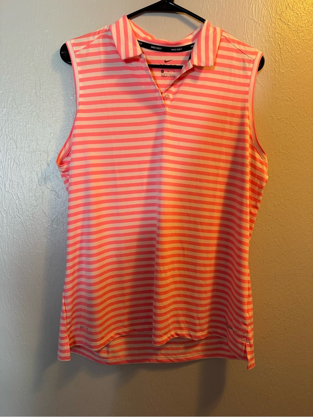 Nike Women’s Pink & White Striped Sleeveless Polo Tank